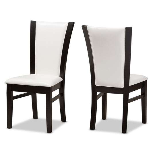 Baxton Studio - Adley Set of 2 Dining Chairs in White/Dark Brown - RH5510C-Dark Brown/White-DC view 1