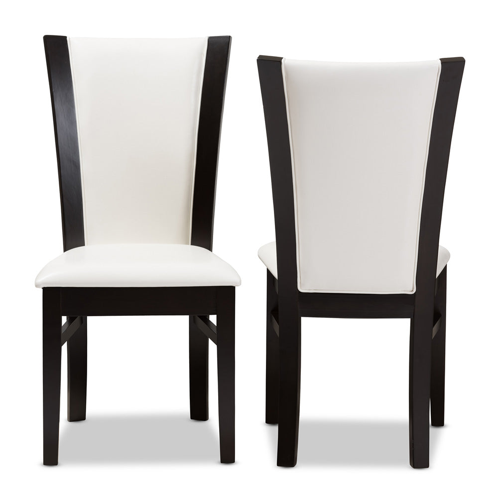 Baxton Studio - Adley Set of 2 Dining Chairs in White/Dark Brown - RH5510C-Dark Brown/White-DC view 2