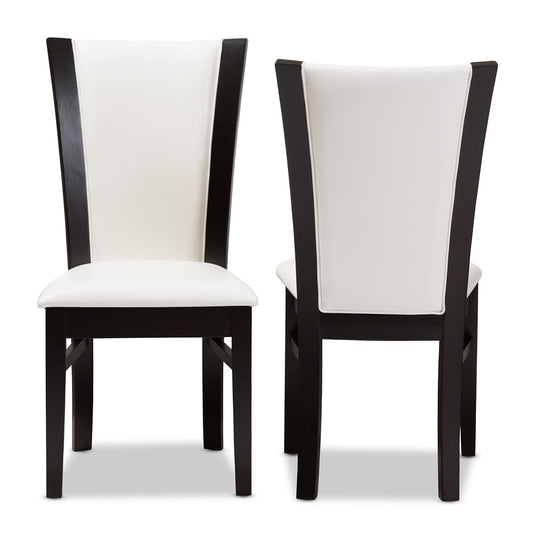 Baxton Studio - Adley Set of 2 Dining Chairs in White/Dark Brown - RH5510C-Dark Brown/White-DC view 2