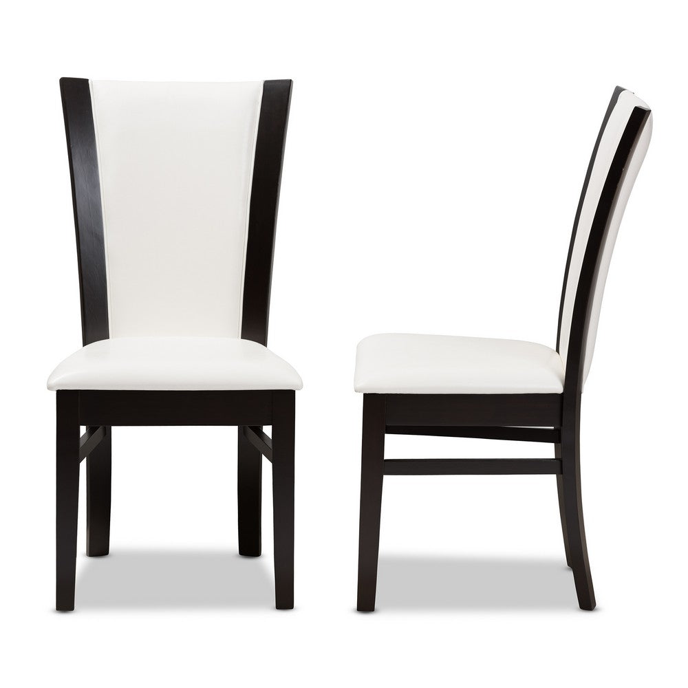 Baxton Studio - Adley Set of 2 Dining Chairs in White/Dark Brown - RH5510C-Dark Brown/White-DC view 3
