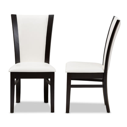 Baxton Studio - Adley Set of 2 Dining Chairs in White/Dark Brown - RH5510C-Dark Brown/White-DC view 3
