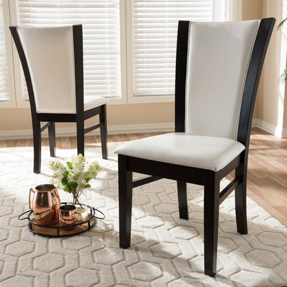 Baxton Studio - Adley Set of 2 Dining Chairs in White/Dark Brown - RH5510C-Dark Brown/White-DC view 5