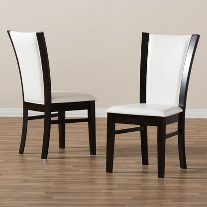Baxton Studio - Adley Set of 2 Dining Chairs in White/Dark Brown - RH5510C-Dark Brown/White-DC view 6