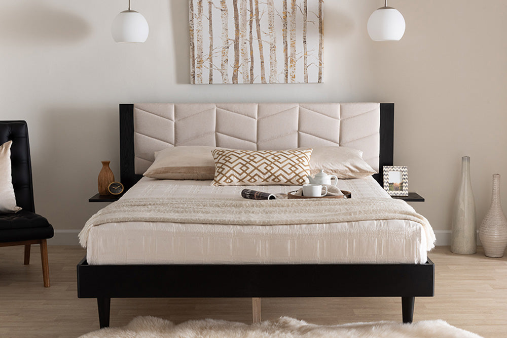 Baxton Studio - AdriaNo Queen Size Bed - MG0222-2-Black/Beige-Queen view 5