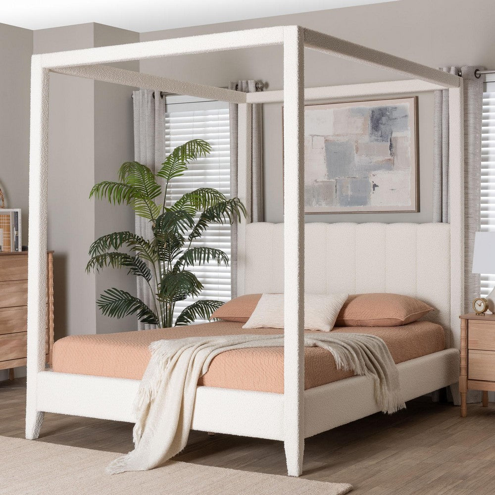 Baxton Studio - Aerona Queen Size Bed in Cream - BBT61369-CaNopy Cream-Queen view 7