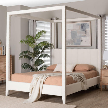 Baxton Studio - Aerona Queen Size Bed in Cream - BBT61369-CaNopy Cream-Queen view 7