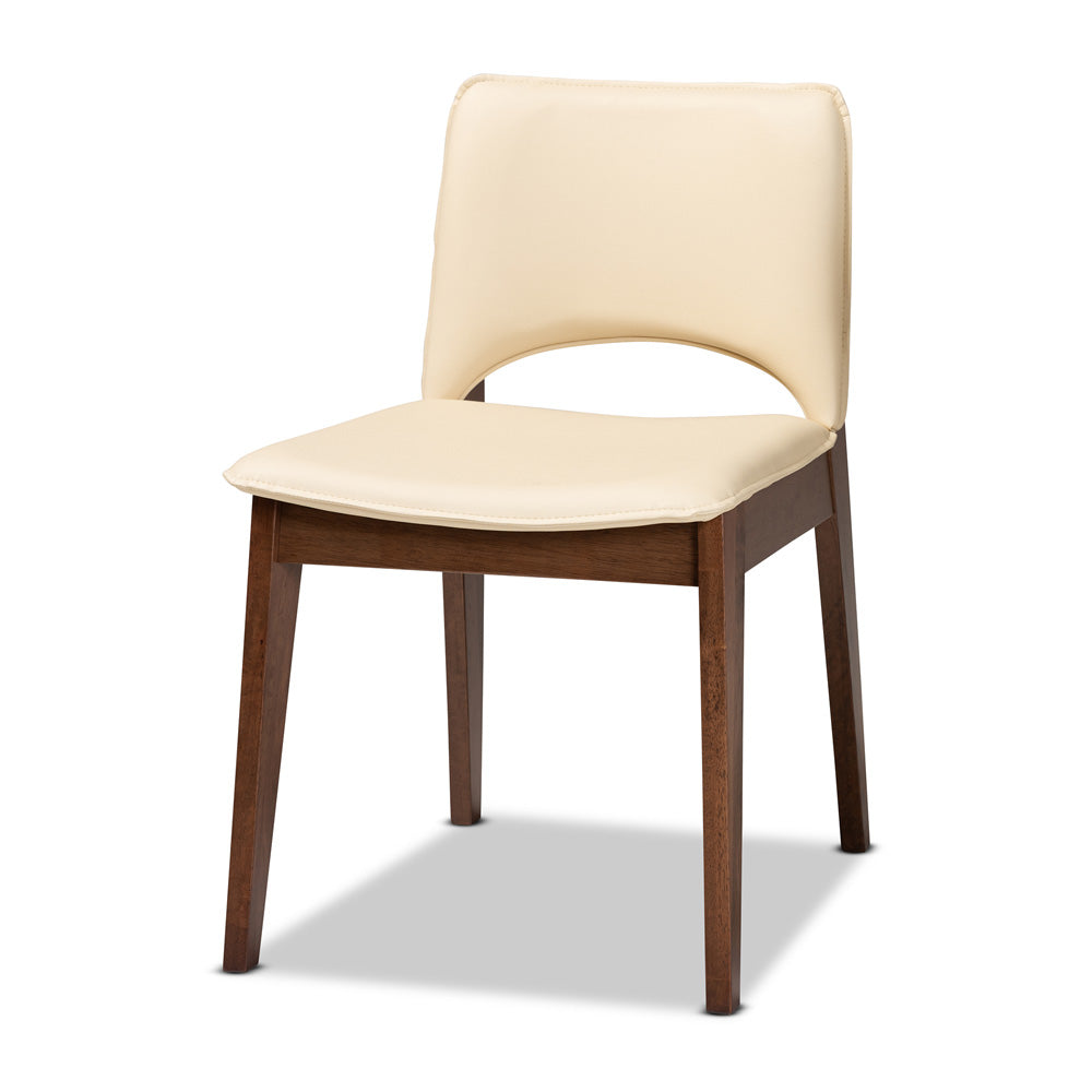 Baxton Studio - Afton Dining Set in Beige/Walnut Brown - RDC827-Beige/Walnut-7PC Dining Set view 2