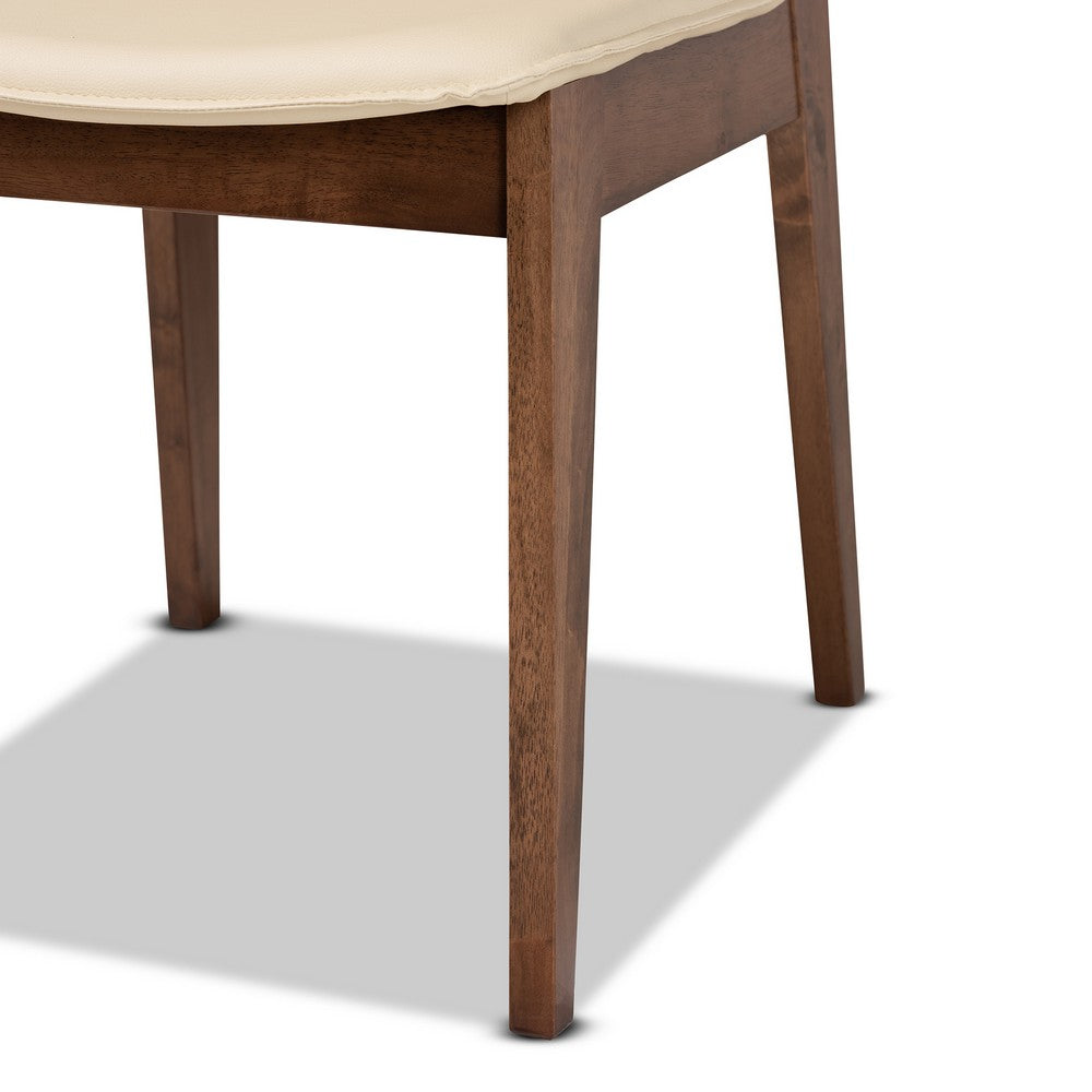 Baxton Studio - Afton Dining Set in Beige/Walnut Brown - RDC827-Beige/Walnut-7PC Dining Set view 6