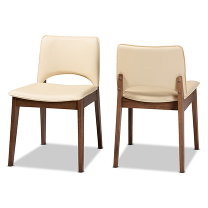 Baxton Studio - Afton Set of 2 Dining Chairs in Beige/Walnut Brown - RDC827-Beige/Walnut-DC view 1