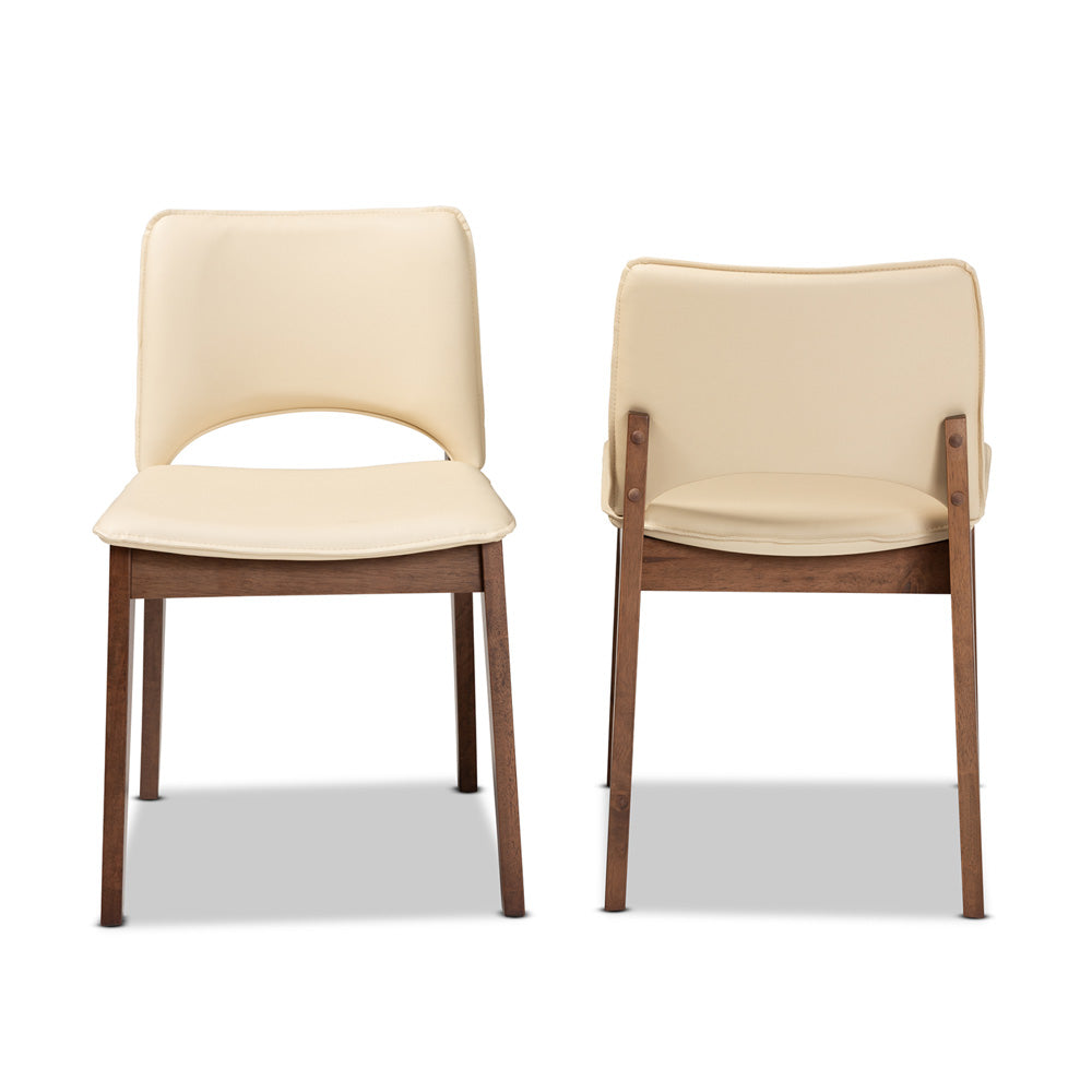 Baxton Studio - Afton Set of 2 Dining Chairs in Beige/Walnut Brown - RDC827-Beige/Walnut-DC view 2