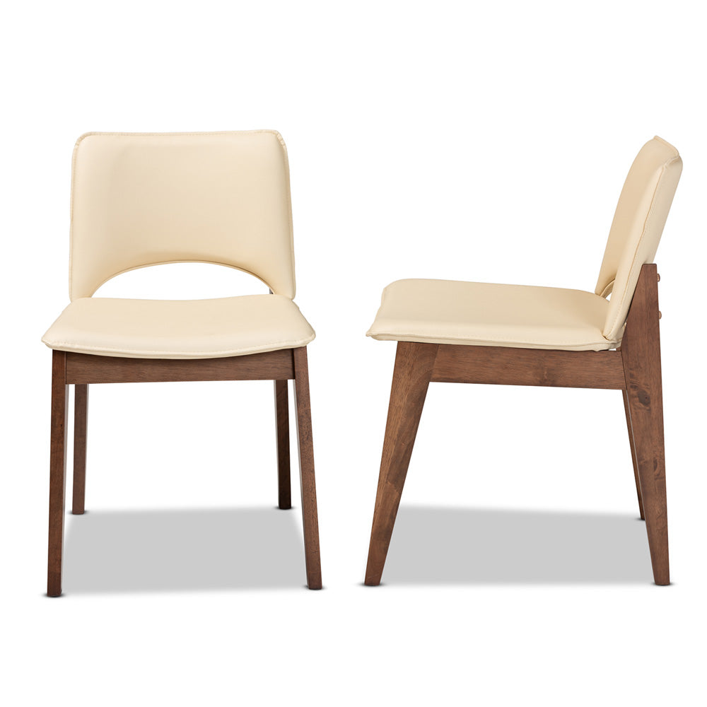 Baxton Studio - Afton Set of 2 Dining Chairs in Beige/Walnut Brown - RDC827-Beige/Walnut-DC view 3