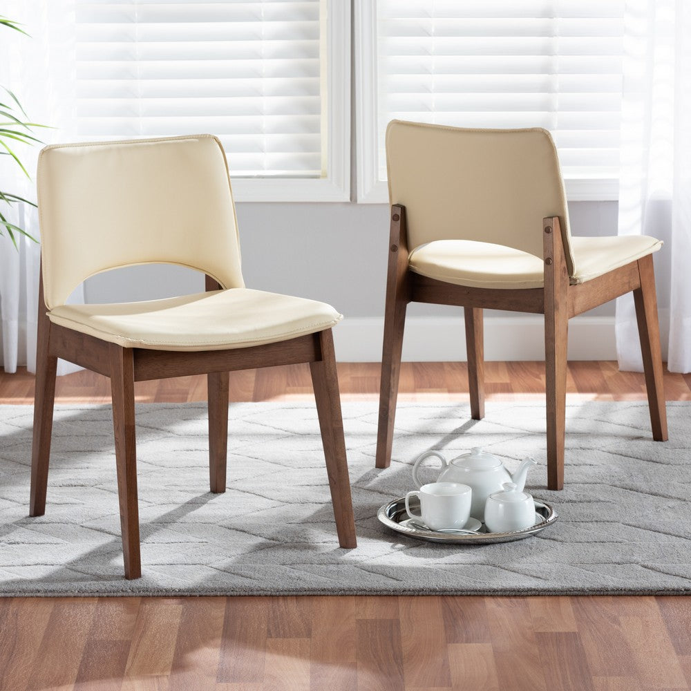 Baxton Studio - Afton Set of 2 Dining Chairs in Beige/Walnut Brown - RDC827-Beige/Walnut-DC view 6
