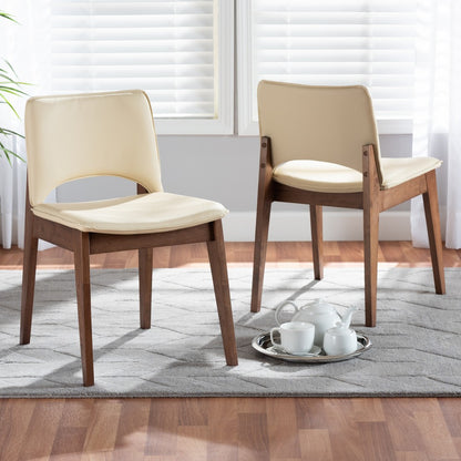 Baxton Studio - Afton Set of 2 Dining Chairs in Beige/Walnut Brown - RDC827-Beige/Walnut-DC view 6