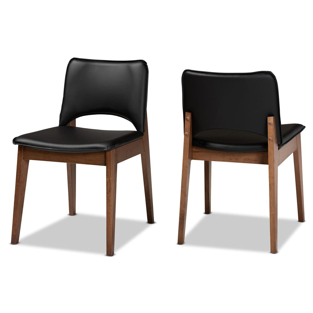 Baxton Studio - Afton Set of 2 Dining Chairs in Black/Walnut Brown - RDC827-Black/Walnut-DC view 1