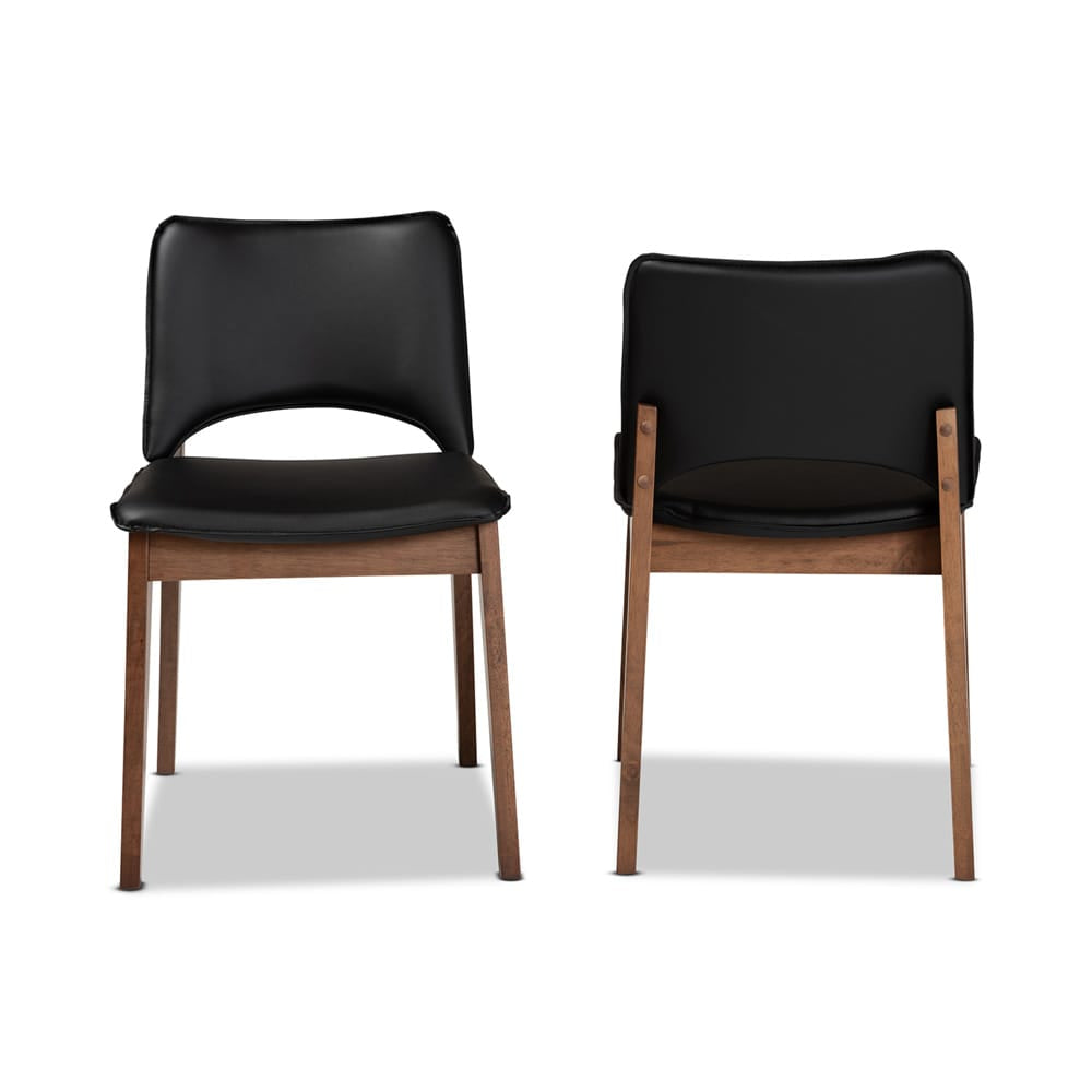 Baxton Studio - Afton Set of 2 Dining Chairs in Black/Walnut Brown - RDC827-Black/Walnut-DC view 2