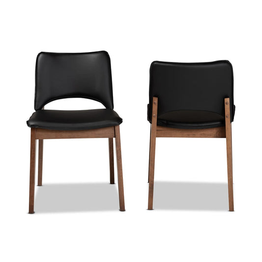 Baxton Studio - Afton Set of 2 Dining Chairs in Black/Walnut Brown - RDC827-Black/Walnut-DC view 2