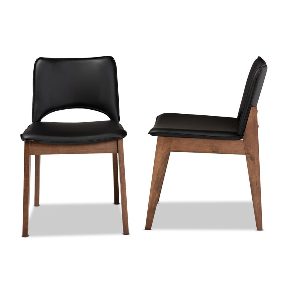 Baxton Studio - Afton Set of 2 Dining Chairs in Black/Walnut Brown - RDC827-Black/Walnut-DC view 3