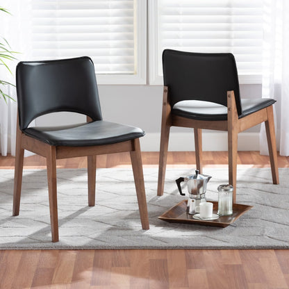 Baxton Studio - Afton Set of 2 Dining Chairs in Black/Walnut Brown - RDC827-Black/Walnut-DC view 6