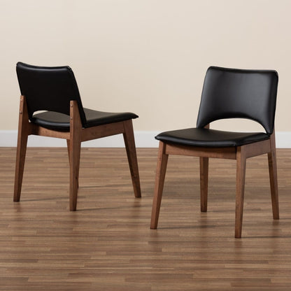 Baxton Studio - Afton Set of 2 Dining Chairs in Black/Walnut Brown - RDC827-Black/Walnut-DC view 7