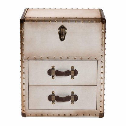 Baxton Studio - Agatha Storage Trunk in Beige/Coffee/Silver - JY24A034-White-Wooden-Ottoman view 3