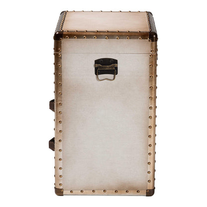 Baxton Studio - Agatha Storage Trunk in Beige/Coffee/Silver - JY24A034-White-Wooden-Ottoman view 4