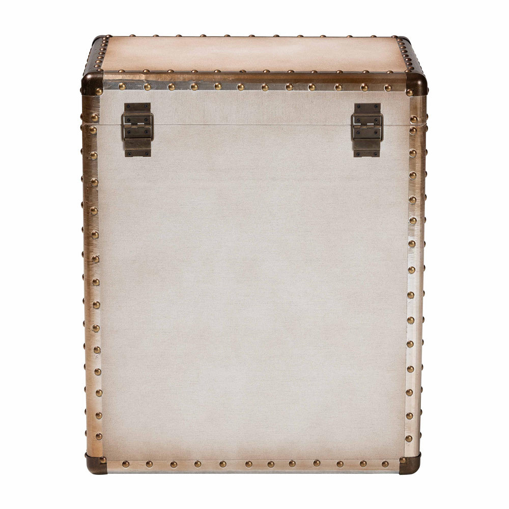 Baxton Studio - Agatha Storage Trunk in Beige/Coffee/Silver - JY24A034-White-Wooden-Ottoman view 5