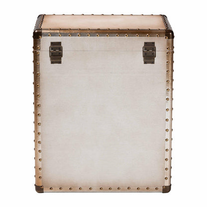 Baxton Studio - Agatha Storage Trunk in Beige/Coffee/Silver - JY24A034-White-Wooden-Ottoman view 5