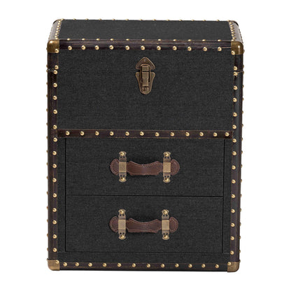 Baxton Studio - Agatha Storage Trunk in Black/Brown/Dark Brown - JY24A034-Black-Wooden-Ottoman view 3