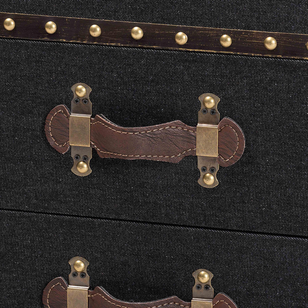 Baxton Studio - Agatha Storage Trunk in Black/Brown/Dark Brown - JY24A034-Black-Wooden-Ottoman view 6