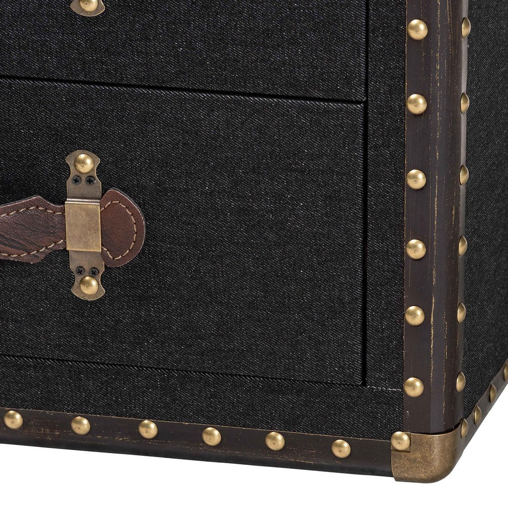 Baxton Studio - Agatha Storage Trunk in Black/Brown/Dark Brown - JY24A034-Black-Wooden-Ottoman view 7