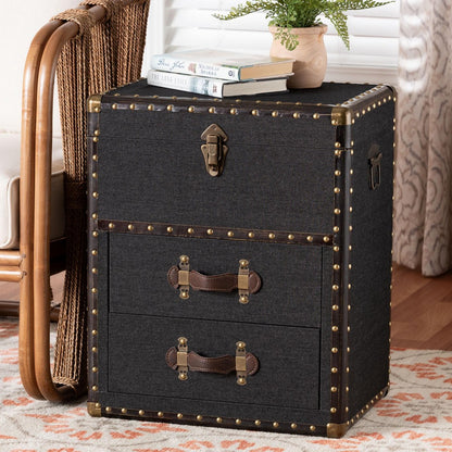 Baxton Studio - Agatha Storage Trunk in Black/Brown/Dark Brown - JY24A034-Black-Wooden-Ottoman view 10