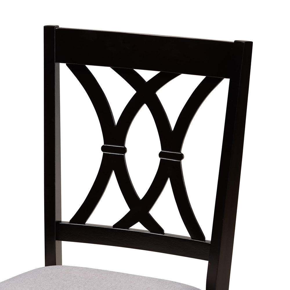 Baxton Studio - Aggie Dining Set in Grey/Dark Brown - Lindy-Grey/Dark Brown-5PC Dining Set view 5