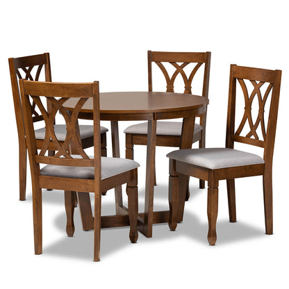 Baxton Studio - Aggie Dining Set in Grey/Walnut - Aggie-Grey/Walnut-5PC Dining Set view 1