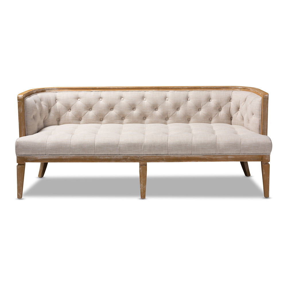 Baxton Studio - Agnes Sofa in Beige/Oak - TSF99113-Beige/Natural Oak-SF view 2