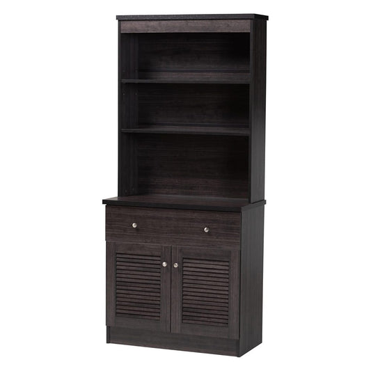 Baxton Studio - Agni Kitchen Storage Cabinet in Dark Brown - DR 883701-Wenge view 1