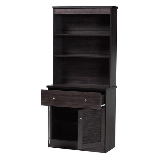 Baxton Studio - Agni Kitchen Storage Cabinet in Dark Brown - DR 883701-Wenge view 2