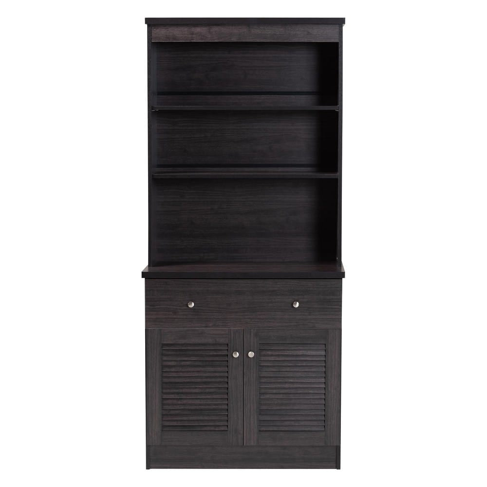 Baxton Studio - Agni Kitchen Storage Cabinet in Dark Brown - DR 883701-Wenge view 3