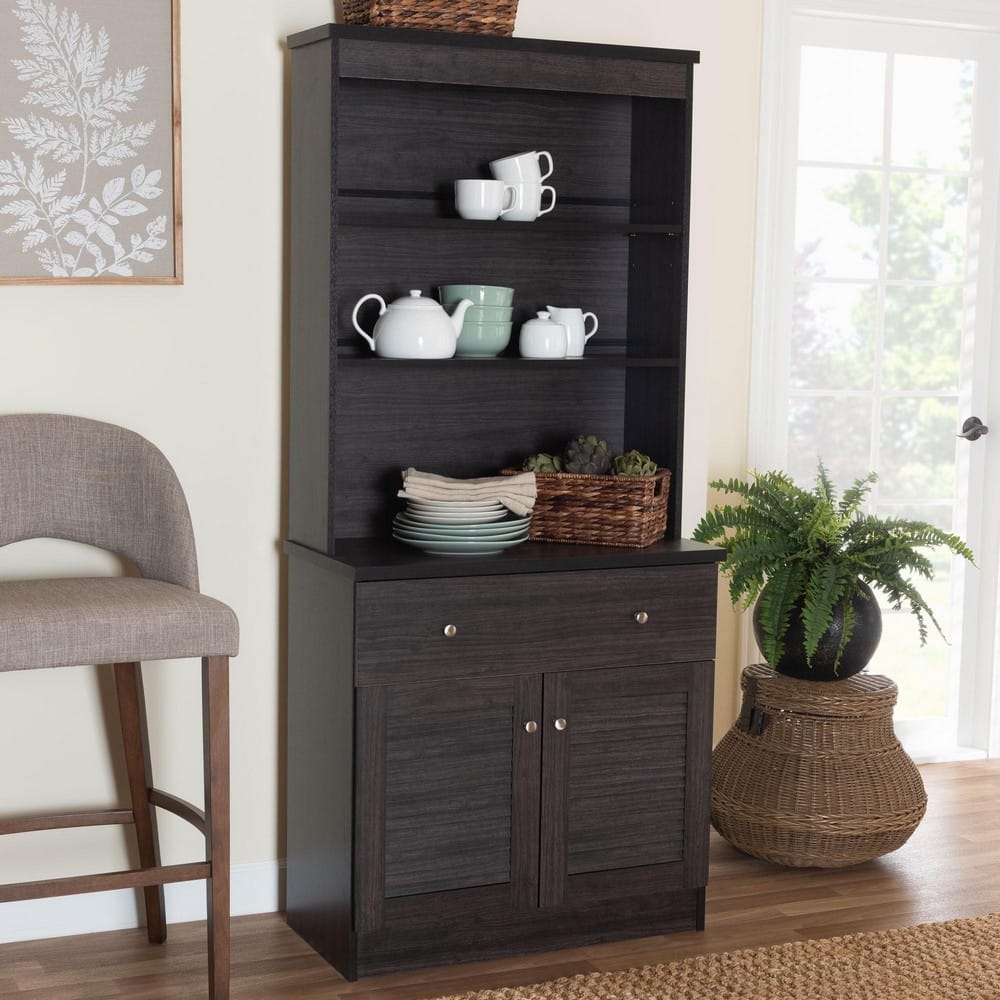 Baxton Studio - Agni Kitchen Storage Cabinet in Dark Brown - DR 883701-Wenge view 8