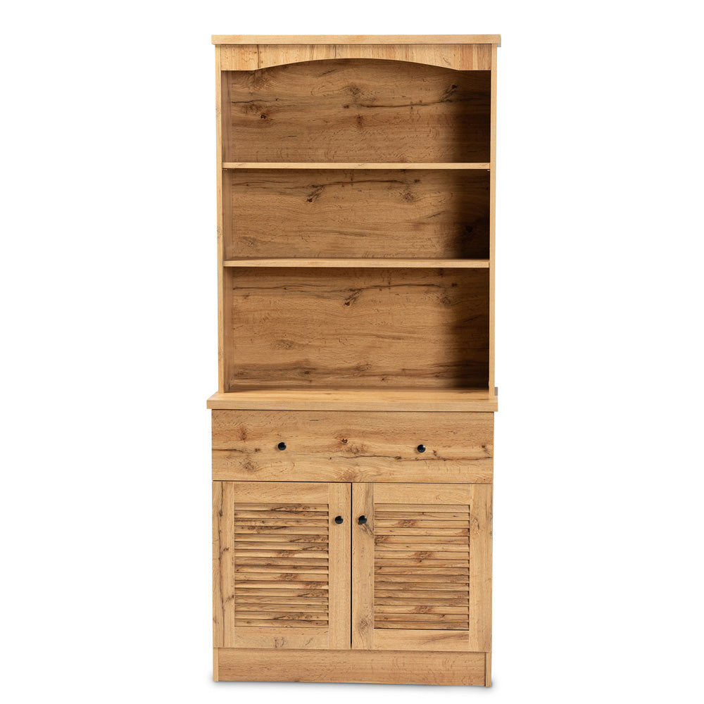 Baxton Studio - Agni Storage Cabinet in Oak Brown/Black - DR 883701-Wotan Oak view 3