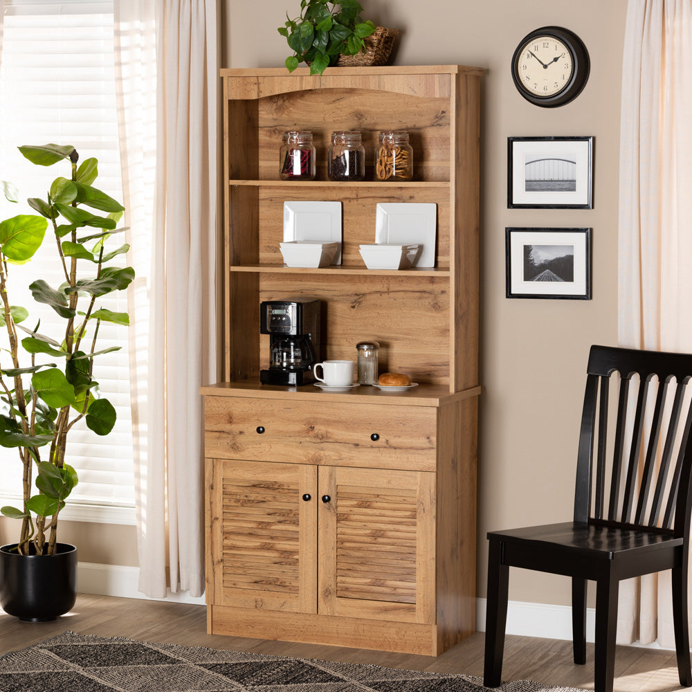 Baxton Studio - Agni Storage Cabinet in Oak Brown/Black - DR 883701-Wotan Oak view 6