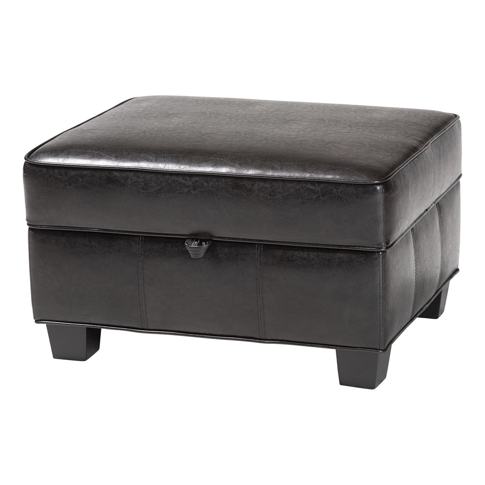 Baxton Studio - Agustus Ottoman in Dark Brown - A-136-001-Ottoman view 1