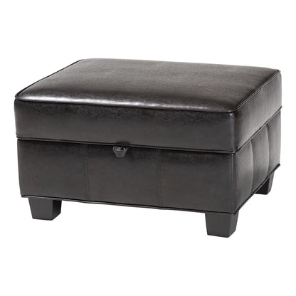 Baxton Studio - Agustus Ottoman in Dark Brown - A-136-001-Ottoman view 1