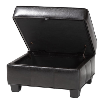 Baxton Studio - Agustus Ottoman in Dark Brown - A-136-001-Ottoman view 2