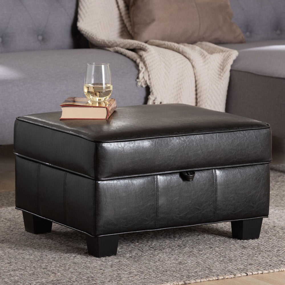 Baxton Studio - Agustus Ottoman in Dark Brown - A-136-001-Ottoman view 9