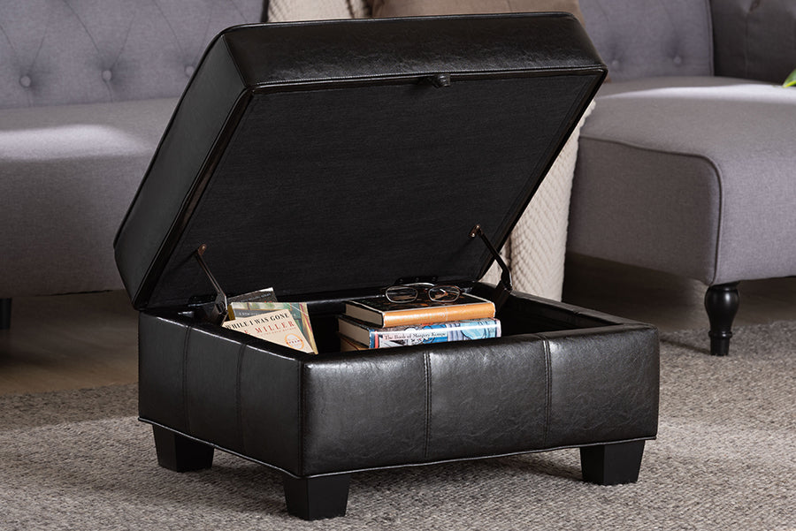 Baxton Studio - Agustus Ottoman in Dark Brown - A-136-001-Ottoman view 10