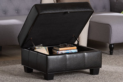 Baxton Studio - Agustus Ottoman in Dark Brown - A-136-001-Ottoman view 10