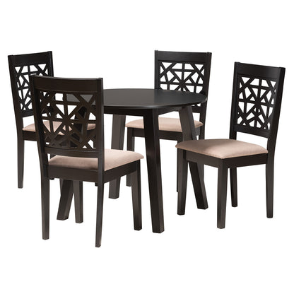 Baxton Studio - Aiden Dining Set in Beige/Dark Brown - Alice-Sand/Dark Brown-5PC Dining Set view 1