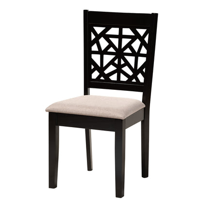 Baxton Studio - Aiden Dining Set in Beige/Dark Brown - Alice-Sand/Dark Brown-5PC Dining Set view 2