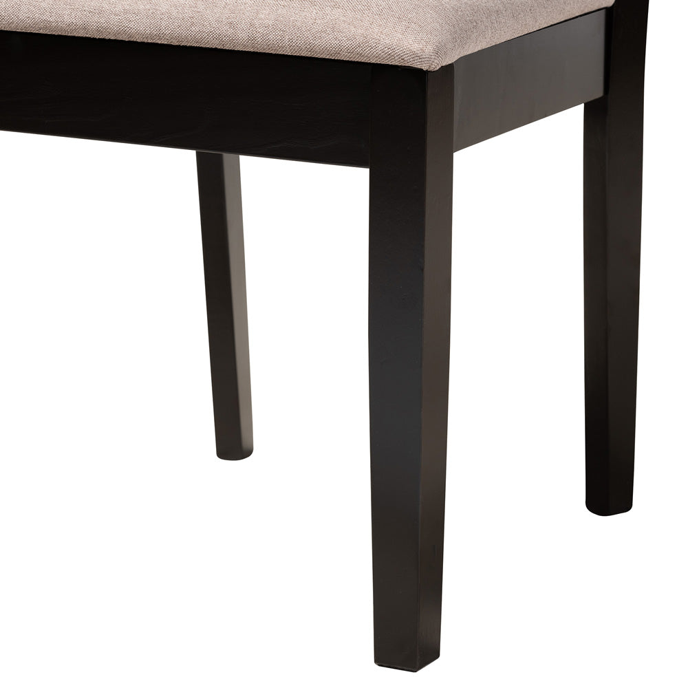 Baxton Studio - Aiden Dining Set in Beige/Dark Brown - Alice-Sand/Dark Brown-5PC Dining Set view 6