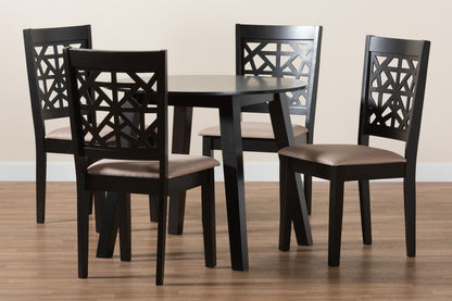 Baxton Studio - Aiden Dining Set in Beige/Dark Brown - Alice-Sand/Dark Brown-5PC Dining Set view 9